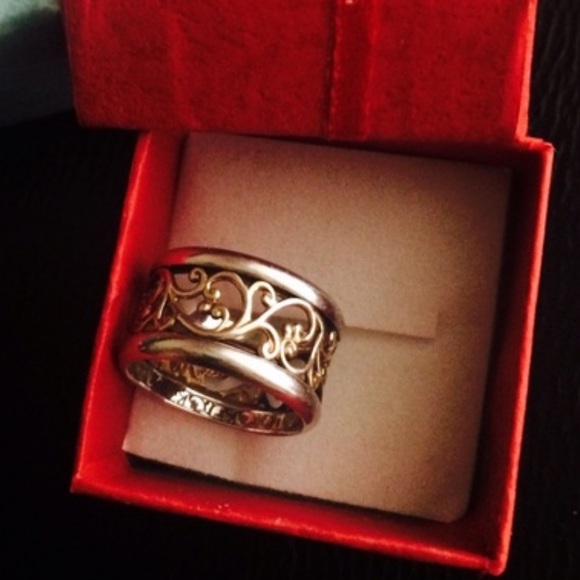 💍 ELEGANT STERLING SILVER VINE LACE CUT-OUT DESIGN 1/2” BAND RING Size 7 - Picture 8 of 10